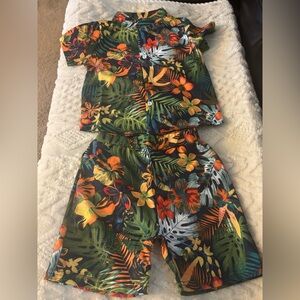 Boys Tropical Floral Kids Shorts Set Size 5Y